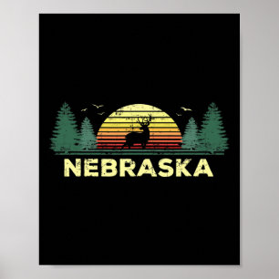 Andenken an Nebraska Vintage-Hirschjagd-Sonnenunte Poster