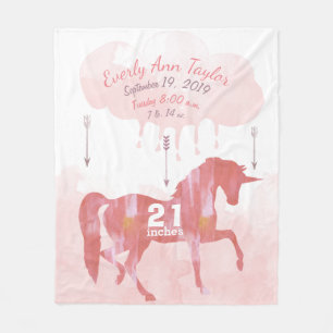 Andenken Baby Mädchen Blush Koralle Geburtsstatue Fleecedecke