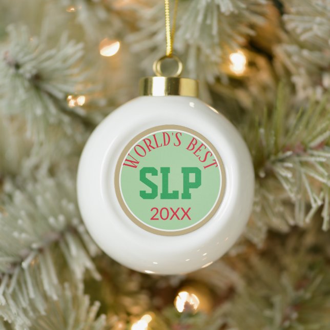 Andenken! Bester SLP-Ornament (Sprachpathologe) Keramik Kugel-Ornament (Baum)