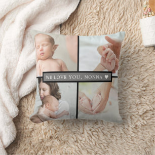 Andenken-Foto-Collage Personalisiert Grau Kissen