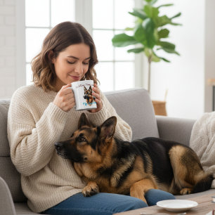 Andenken Kaffeezeit mit meinem Schäferhund Kaffeetasse