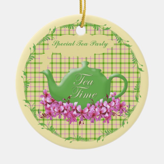 Andenken-Tee-Zeit-Teekanne Keramikornament (Vorne)