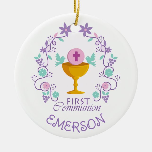 Andenken! Zollschmuck der ersten Kommunion Keramik Ornament (Vorne)