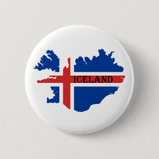 Andenkenknopf mit isländischer Karte und Flagge Button