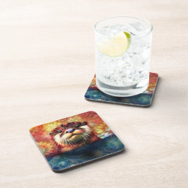 Andere Abstrakte Blütenblätter Aquamarin Orange Re Getränkeuntersetzer