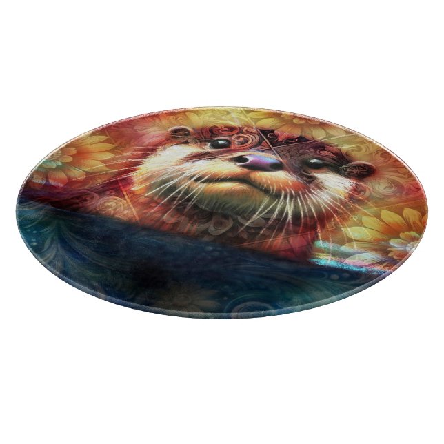 Andere Abstrakte Blütenblätter Aquamarin Orange Re Schneidebrett (Ecke)