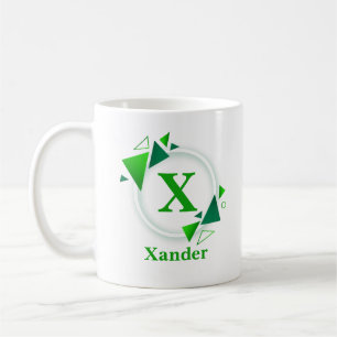 Ändere den Anfangsbuchstaben Name Grün Weiß Kreis  Kaffeetasse