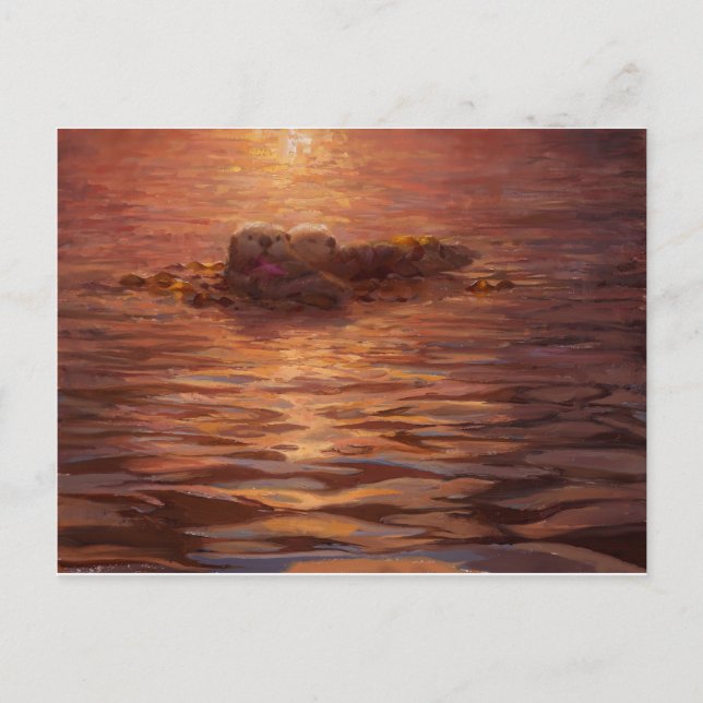 Andere schimpfen beim Sonnenuntergang mit Kelp Postkarte (Vorderseite)