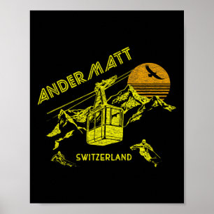 Andermatt Schweiz Retro Skiing T-Shirt Poster