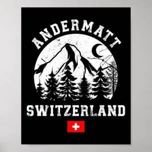 Andermatt Schweiz Skigebiet Alpen Skipass Poster