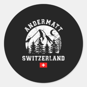 Andermatt Schweiz Skigebiet Alpen Skipass Runder Aufkleber