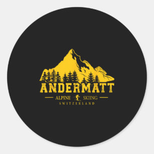 Andermatt Schweiz Skigebiet Skigebiet Skigebiet Sw Runder Aufkleber