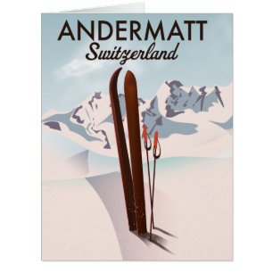 Andermatt Schweiz Skiposter Reiseprint.