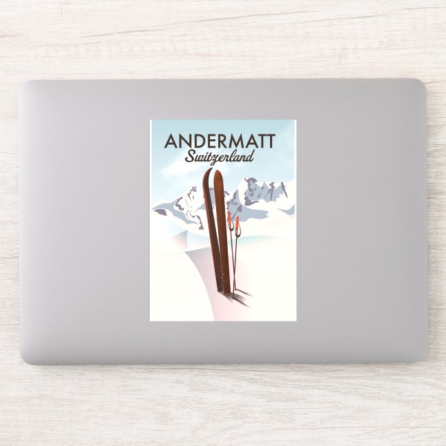 Andermatt Schweiz Skiposter Reiseprint. Aufkleber (Computer)