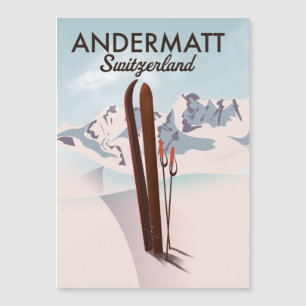 Andermatt Schweiz Skiposter Reiseprint. Magnetkarte