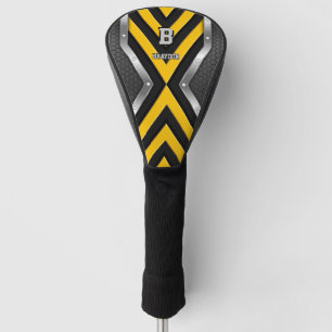 Ändern der anfänglichen schwarzen, gelben Silberpf Golf Headcover