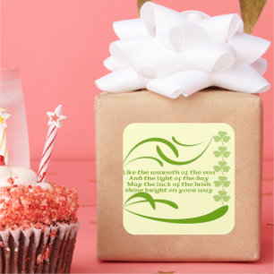 Ändern der Hintergrundfarbe Irish Segen Quadratischer Aufkleber