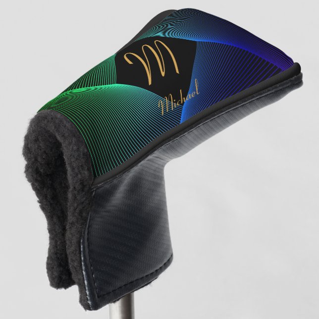 Ändern des anfänglichen geometrischen grünen blaue golf headcover (3/4 Vorderseite)