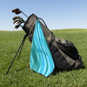 Ändern des anfänglichen Namens Soft Blue Aqua Aqua Golfhandtuch