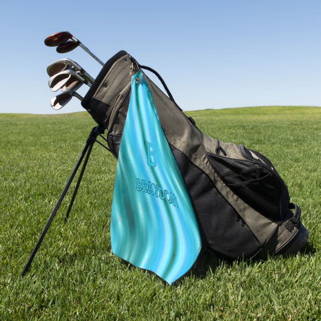 Ändern des anfänglichen Namens Soft Blue Aqua Aqua Golfhandtuch (Gras)