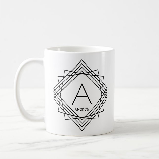 Ändern des Anfangsnamens Classic Geometric A B C D Kaffeetasse (Links)