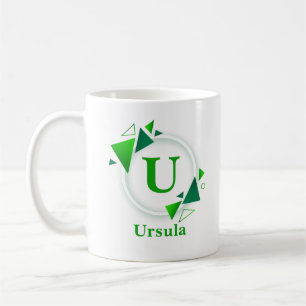 Ändern des Anfangsnamens Grün Weißer Kreis U V W Kaffeetasse