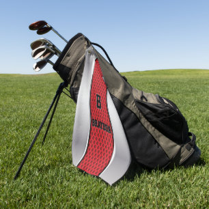 Ändern des Anfangsnamens Silver Gray Red Texture Golfhandtuch