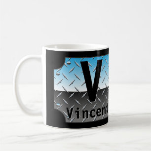 Ändern des Anfangsnamens U V W X Y Z Blue Chrome, Kaffeetasse
