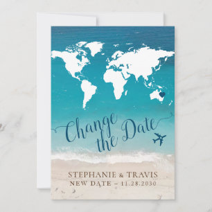 Ändern des Datums der Beach-Hochzeit in Urlaubsort Ankündigung