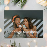 Ändern des Datums der Hochzeitsverschiebung Foto Postkarte<br><div class="desc">Sie müssen Ihre Hochzeit oder Feier verschieben oder absagen? Teilen Sie die Neuigkeiten mit dieser schönen Foto-Postkarte,  voll anpassbarem Schriftart und Farben.</div>