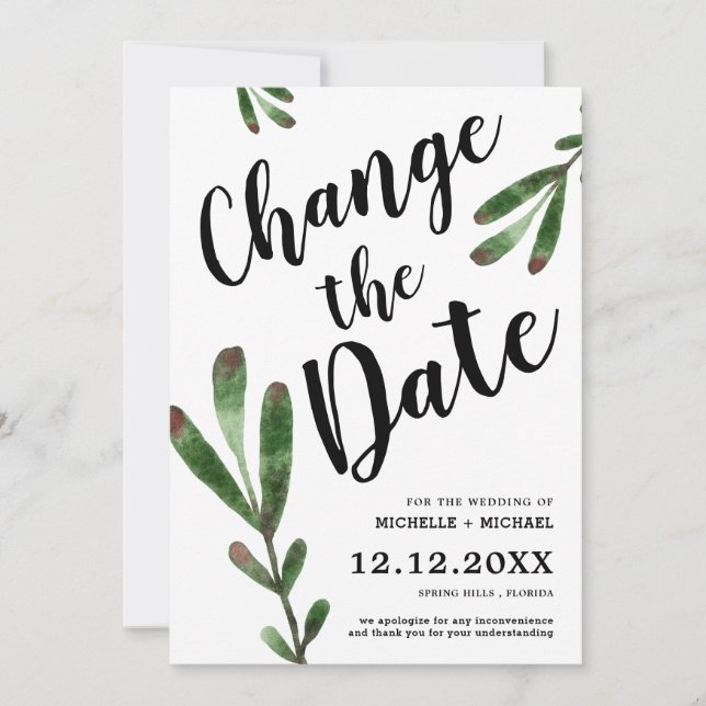 Ändern des Datums der Hochzeitverlängerung Save The Date (Vorderseite)