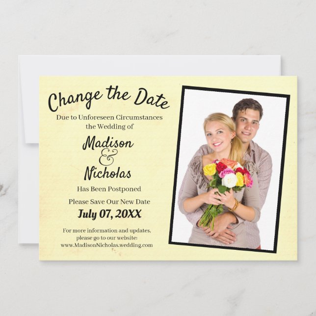 Ändern des Datums Hinzufügen von Foto Hochzeitsgel Save The Date (Vorderseite)