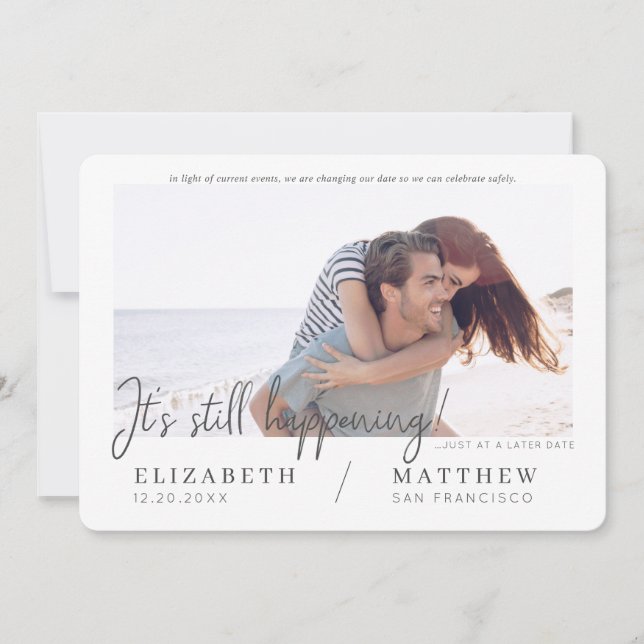 Ändern des Datums Modernes Chic Custom Foto Hochze Save The Date (Vorderseite)