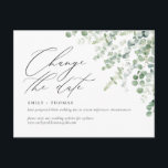 Ändern des Datumsskripts Eukalyptus Watercolor Postkarte<br><div class="desc">Mit dieser minimalistischen und modernen Postkarte mit moderner Kalligraphie-Schrift und Aquarell-Eukalyptus aktualisieren Sie Ihre Gäste mit den Details für Ihre geplante oder aufgeschobene Veranstaltung. Bitte halte an meinem Laden vorbei,  um so mehr zu sehen.</div>