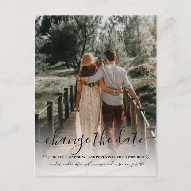 Ändern des Fotos "Date Wedding Typografie" Ankündigungspostkarte (Vorderseite)