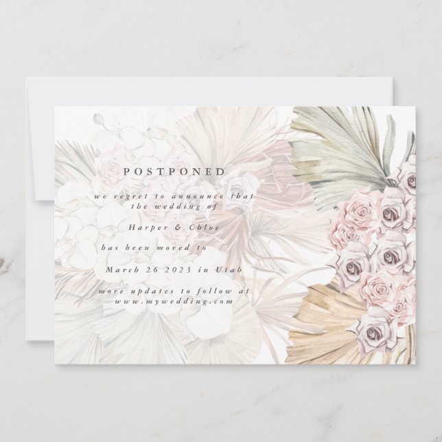 Ändern des Fotos Datum Pampas verschoben das Datum Save The Date (Vorderseite)