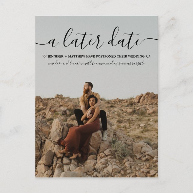 Ändern des Fotos Datumsmoderne Typografie Ankündigungspostkarte (Vorderseite)