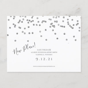 Ändern des Glitzer Datum Save the Date Silver Ankündigungspostkarte