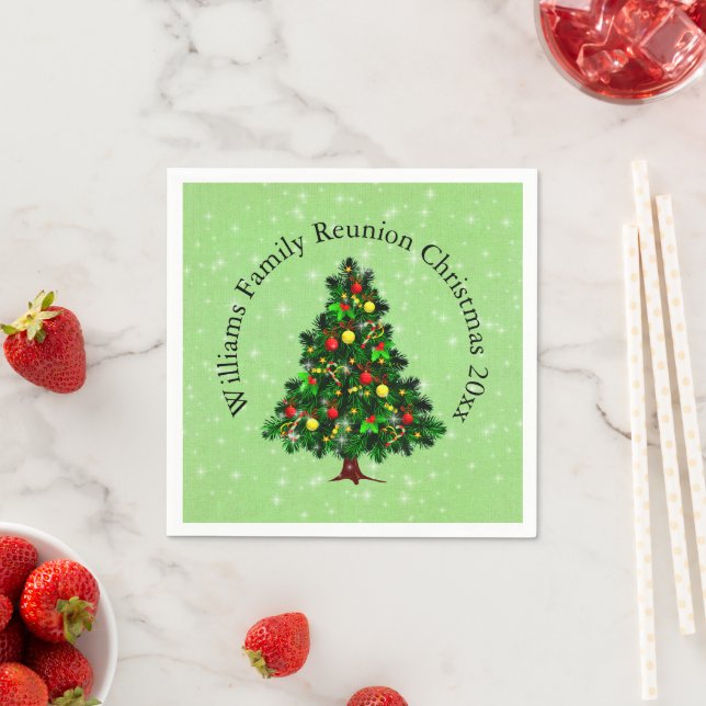 Ändern des Namens Text passt Weihnachtsbaum Cockta Serviette (Beispiel)
