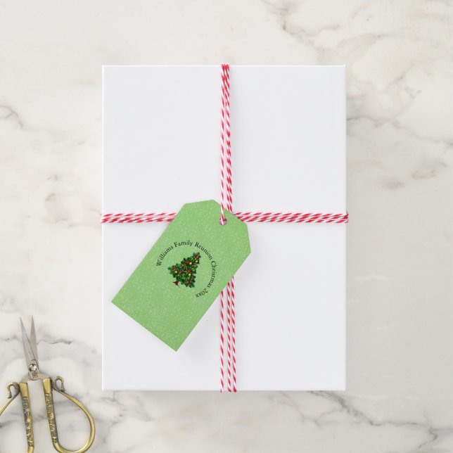 Ändern des Namens Text passt Weihnachtsbaum Geschenkanhänger (Mit Garn)