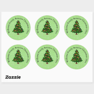 Ändern des Namens Text passt Weihnachtsbaum Runder Aufkleber