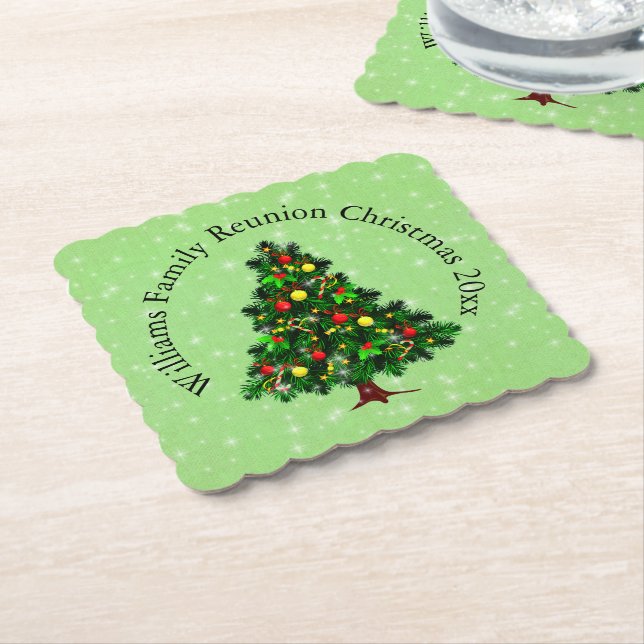 Ändern des Namens Text passt Weihnachtsbaum Untersetzer (angewinkelt)