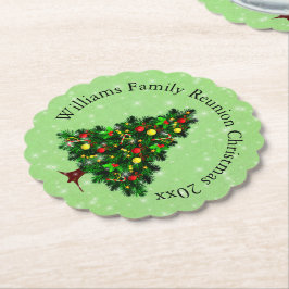 Ändern des Namens Text passt Weihnachtsbaum Untersetzer