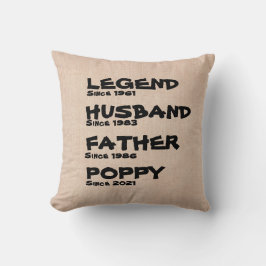 Ändern eines Namensdatums Legend Husband Pater Gra Kissen