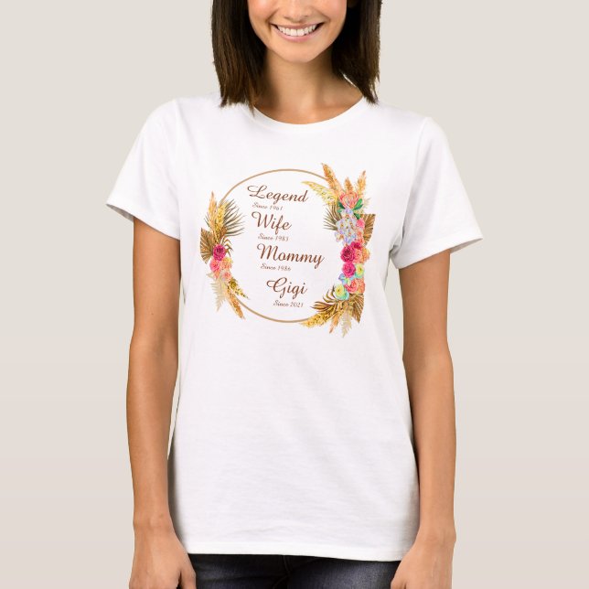 Ändern JEDER Name Datum Legende Ehefrau Mommy Gigi T-Shirt (Vorderseite)