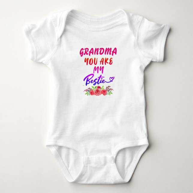 Ändern Oma Name Sie sind meine Bestie-Blume  Baby Strampler (Vorderseite)