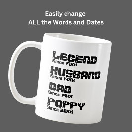 Ändern Sie ALLE Name Datum Jahr Legende Husband Va Kaffeetasse