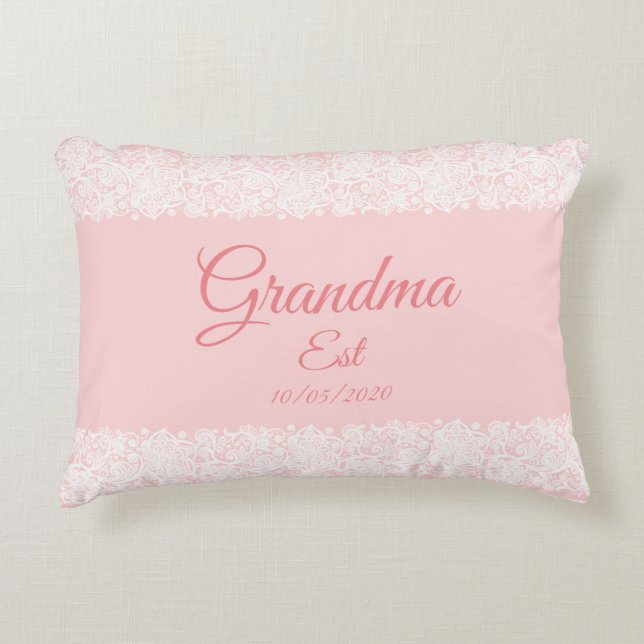 Ändern Sie alle Texte, Oma, Großmutter Baby Pink Dekokissen (Vorderseite)