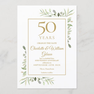 Ändern Sie das Datum 50. Jubiläum Grünfoliage Einladung