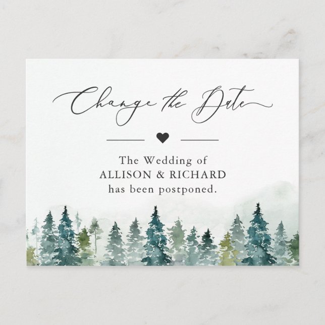 Ändern Sie das Datum, an dem die Pinienbäume im Wi Postkarte (Vorderseite)